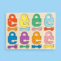 Cognitive Development Lock-and-Key Game Board Polished Surface Wooden Color Match Game Sturdy Shape Matching Board Educational Inspired for Preschoolers