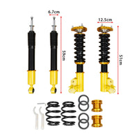 4 Pieces Chassis Strut Kit with Coil Performance-Focused Strut and Shock Absorber Assembly Kit Threaded for Automotive Enthusiasts, Motorsport Activities