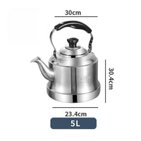 Large Capacity 304 Steel Water Boiling Pot Rust Resistant Stainless Steel Teapot Chemical-Free Safe Classic Stovetop Teapot Cool Feel Handle for Outdoor