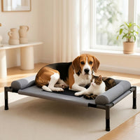 Cooling Raised Dog Bed with Padded Edge Portable Dog Cot with Padded Edge Washable Elevated Pet Bed for Backyard, Travel
