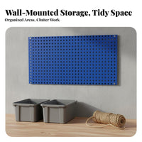 Space-Saving Metal Pegboard Panel Versatile Storage Square Hole Tool Organizer Modular Design Metal Pegboard Kit Easy Installation for DIY Enthusiasts, Craftsmen, Mechanics, Workshop, Garage, Retail Shop, Basement