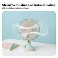 Quiet Operation Attachable Fan 270° Adjustable Clip on Fan 2 Speed Settings for Office Workers, Travelers, Dormitory, Bedroom, Study Room