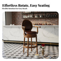 Vintage Design rotating High Stool with Backrest Padded Seat Bar Chair Upholstered padding Seating Furniture Integrated Footrest for Adults, Homeowners, Entertainers, Restaurant, Kitchen Island, Bistro, Dining Room
