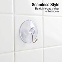 Vacuum Hook for Bathroom Towel, Heavy Duty Suction Cup with 304 Stainless Steel, Clear for Wreath