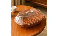 Bread Basket with Acrylic Cover Transparent Rattan Basket with Acrylic Lid Low-Profile for Bakeries