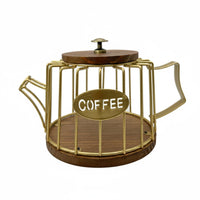 With Lid Teapot Capsule Holder Decorative Tabletop Piece Metal Coffee Capsule Container Easy Reach for Desk, Countertop