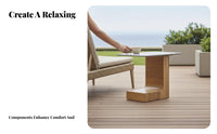 sturdy Wood Frame paddinged Woven Armchair Weather-Resistant Woven Panel Club Chair Comfortable paddings Patio Seating Modern Design for Hotel Owners, homeowners, Families, Balcony, Terrace, Garden, rearyard
