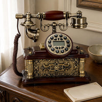 Antique Landline Phone Decorative Antique Telephone Vintage Phone Gold-Tone Detailing Vintage Telephone Decor Corded for Home
