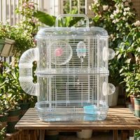 Small Bird Cage and Cockatiel Cage, Acrylic Pet Bird Carrier with Removable Tray, Portable Outdoor Travel Carrier for Movement
