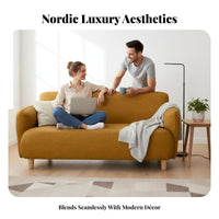 Light Luxury Design Upholstered 2-Seater Couch Modern Design Compact Upholstered Settee High-Density Cushion Sofa Sturdy Frame for Apartment Dwellers, Homeowners, Students, Coffee Shop, Lounge Area, Bedroom, Office