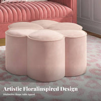 plush fabric Upholstery Flower-Shaped Plush Stool Multi-Functional Flower-Shaped Pouf Multipurpose Footstool Soft Padded Seat for Adults, Homeowners, Interior Decorators, Entryway, Living Room, Bedroom