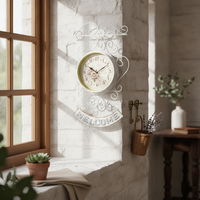 Wall Clock with Wall Bracket Farmhouse Clock with Welcome Simple to Mount to Hang for Decorators, Living Room, Porch