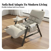 Lays Flat Foldable Lounge Chair Thick Padded Cushion Adjustable Recliner Chair Removable and Washable Cover Adjustable Chaise Lounge Sturdy Steel Frame for Remove Ice Workers, Homeowners, Students, Bedroom, Balcony, Living Room