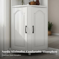 Freestanding Corner Cabinet Space Saving Freestanding Corner Hutch Multi-Tier Design Indoor Storage for Renters, Families, Living Room, Bedroom, Study