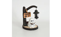 Ghost Figurine with Lantern Decorative Halloween Light Figurine Ghost Statue with Lantern Spooky Table Lamp Battery-Powered