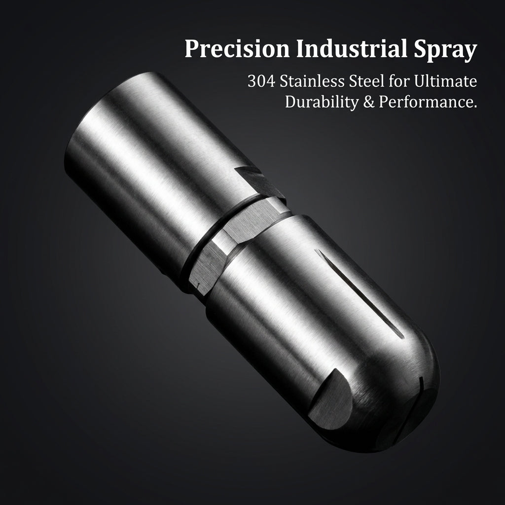 304 Stainless Steel Rotating Spray Nozzle for Industrial Cleaning, Narrow Angle Fan Misting, Compact Dust Suppression Tool