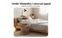 Easy to Move 2-Tier Rolling Side Table Retro Design 2-Tier Rolling Organizer Multifunctional Storage Trolley Large Capacity for Apartment Dwellers, Homeowners, Living Room, Bedroom, Dining Area, Home Office