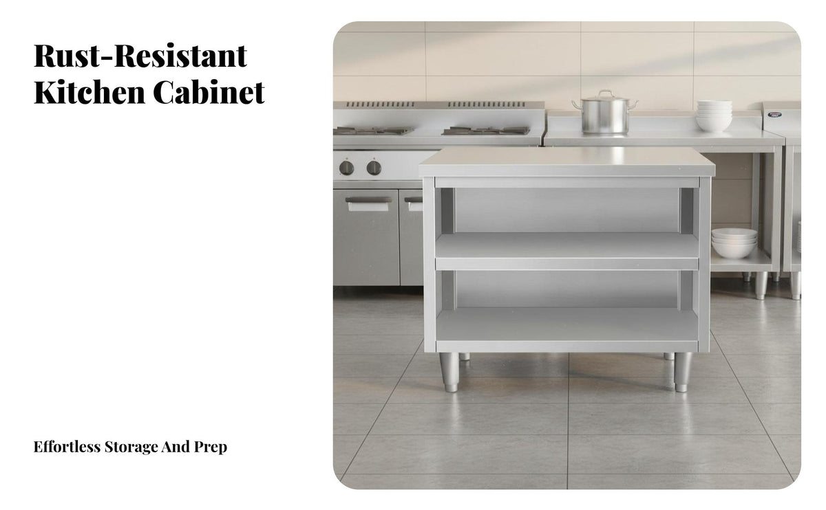 Commercial Kitchen Workstation Easy to Clean Restaurant Work Table Stainless Steel Prep Table for Chefs, Cafeteria, Garage, Outdoor