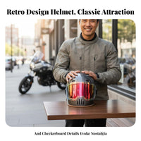 Retro Full Face Helmet Ready Vintage Shell Guarding Headwear for Women, Couples, All Seasons