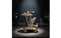 Dog Figurine Storage Tray Luxury Design Dog Statue Candy Dish Multi-Functional Design Resin Canine Sculpture Tray for Coffee Table, Reception Desk