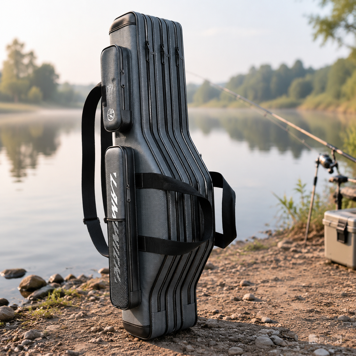 Rod Case Fishing Rod Small Items Fishing Bag 3-Layer Oxford Black Gray Shoulder Carry Handheld Zipper 2025