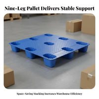 Pallet Dampness-Resistant Nine-Leg Pallet High Load Capacity Heavy Duty Skid for Logistics Personnel, Factory Workers, Storage