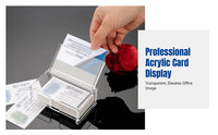 Acrylic Business Card Holder, Transparent Display Box with Lid, Desk Organizer for Office