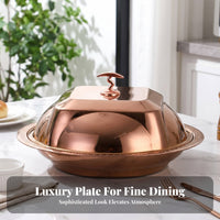 Heat Resistant Polished Finish Fruit Tray with Lid Domed Dome Lid Stainless Steel Serving Platter