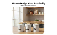 3 Pieces Kitchen Canister Set with Wooden Handles Space-Saving Coffee Tea Sweetener Canister Set Metal Food Storage Tins