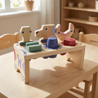 Wooden Tool Bench Toy Fine Motor Skills Animal-Shaped Tool Toy Hand-Eye Coordination Kids Workbench for Young Children