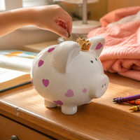 Ceramic Crown Piggy Bank for Kids and Adults