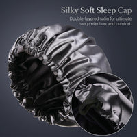Satin Sleep Bonnet for Large Adjustable Double Layer for Women, Reversible Cap with Edge
