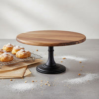 Wood Cake Stand Photogenic Design Cake Plate Pedestal Easy to Clean Dessert Cloche for Wedding, Afternoon Tea, Birthday Party