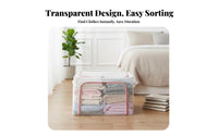 Transparent viewing panel Foldable textile Box Large Capacity foldable Shelf container Stackable Closet Organizer Reinforced Handles for Students, homeowners, Bedroom, Moving House, Dorm Room, Under Bed
