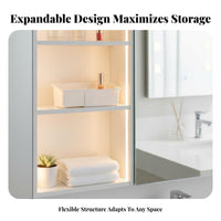 Space Saving Expandable Cabinet Storage Box Large Capacity Partitioned Mirror Cabinet Bin Multi-Functional for Bathroom, Washroom, Dorm Room