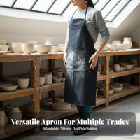 Wear Resistant Denim Work Apron With Pockets Heavy Duty Shop Apron Breathable Material for Artists, Baristas, Garage