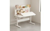 Tilting Desktop Kids Desk and Chair Set Stable Structure Kids Desk Chair Set Multiple Storage Options Children's Hutch Study Table Solid Wood Core for Students