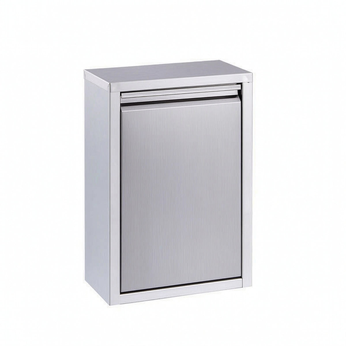 Brushed Stainless Steel Wall-Mounted Trash Can Cabinet Concealed Tilt-out Trash Cabinet Flush-Mount Recessed Waste Receptacle Modern for Renovators, Homeowners