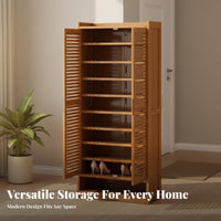 Multi-Tier Shoe Storage Cabinet Space-Saving Bamboo Footwear Storage Unit Large Capacity for Apartment Dwellers, Homeowners, Hallway, Bedroom