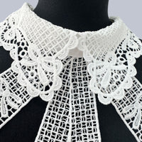 Embroidered Collar with Bow Scalloped Detachable Collar Elegant Delicate for Girls, School