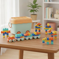 154 Pieces Soft Rubber Building Blocks Chunky Building Blocks with Storage Container BPAsafe Non for Toddlers, Playroom