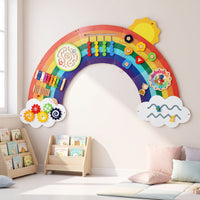 Interactive Wooden Activity Board Sensory Rainbow Activity Board Educational Toy Child-Led for Toddlers, Preschoolers, Kids, Playroom, Nursery, Daycare, Kindergarten