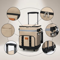 Portable Insulated Cooler Bag with Wheels, Large Capacity for Outdoor Picnics, Car Travel, and Food Delivery