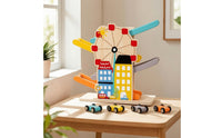 Wooden Race Track Car Ramp Multicolor Wooden Car Ramp Racer Educational Racetrack for Playroom, Classroom