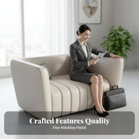 3 Pieces Faux Leather Upholstery 3-Piece Sofa and Armchair Set Sturdy Construction 3-Piece Sofa and Chair Set Modern Design Office Furniture Comfortable Cushioning for Business Owners, Interior Designers, Waiting Room, Lounge