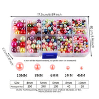 Multi-Size Pearl Assortment Assorted Plastic Pearl Beads Round Bead Box with Latch Lustrous for Designers