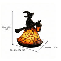 Tabletop Witch Statue with Lantern Seasonal Witch Figurine Gothic Halloween Lantern Sculpted for Collectors