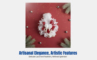 Christmas Feather Headband, Victorian Style, Elegant Red Cream Plume Hair Accessory, Handmade Hat and Brooch