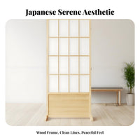 Zen Aesthetic Folding Shoji Divider Foldable Design Japanese Shoji Screen Movable Partition Wall Freestanding for Photographers, Interior Designers, Office Workers, Living Room, Hotel, Photo Studio, Bedroom
