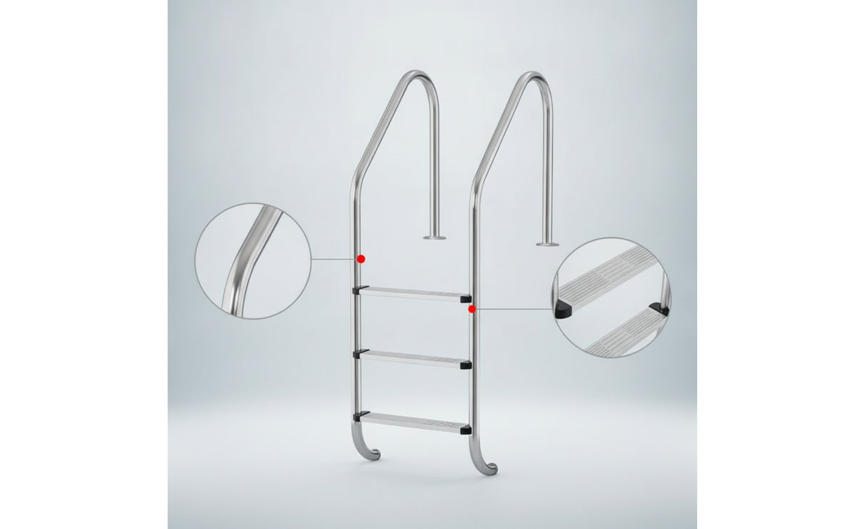Stainless Steel Pool Ladder Rust Resistant Three-Step Pool Ladder Non-Slip for in-Ground Pools, Villas